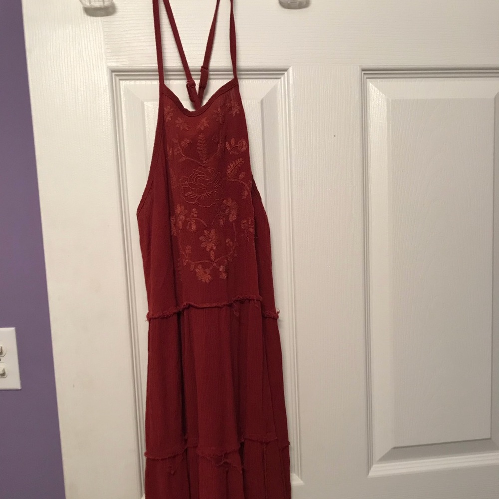 deep red colored dress